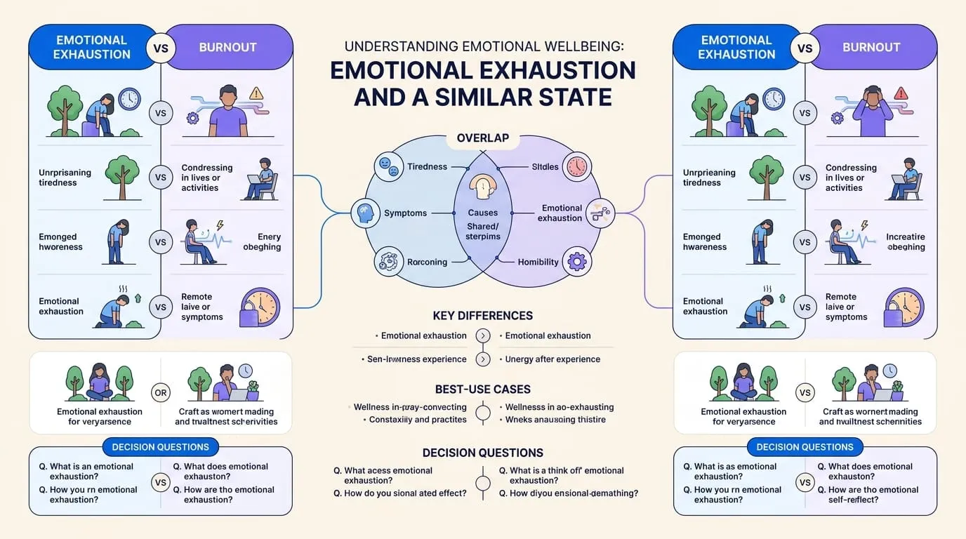 Editorial infographic explaining emotional exhaustion
